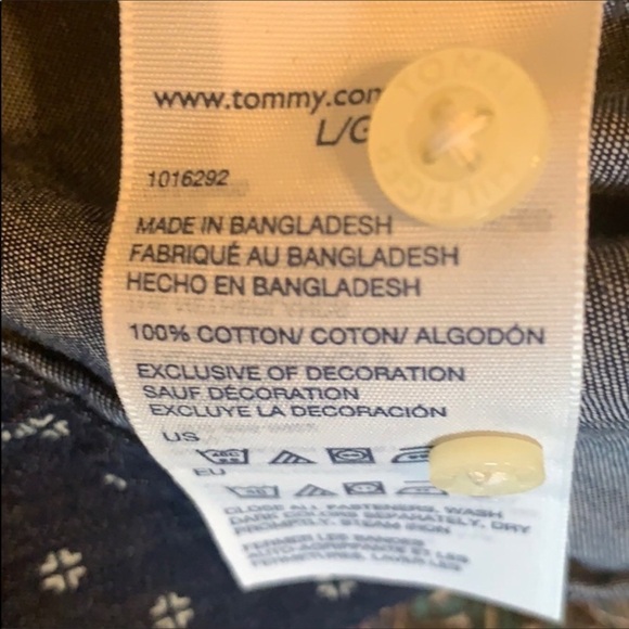 Tommy Hilfiger dark blue print short sleeve shirt Size Large - Picture 7 of 8